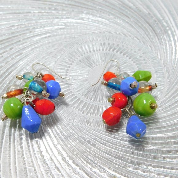 Beaded Cluster Dangle Earrings Multi Color - Picture 9 of 9